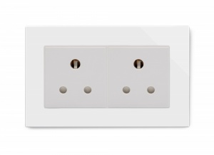 Crystal PG Double 15A Round Pin Socket White